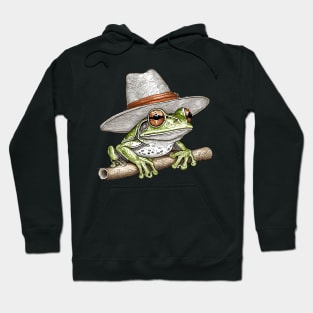 cute country grumpy frog wearing a hat Hoodie